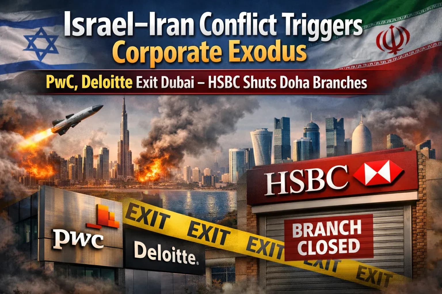 Israel–Iran conflict Sparks Corporate Exodus: PwC, Deloitte Exit Dubai, HSBC Shuts Doha Branches